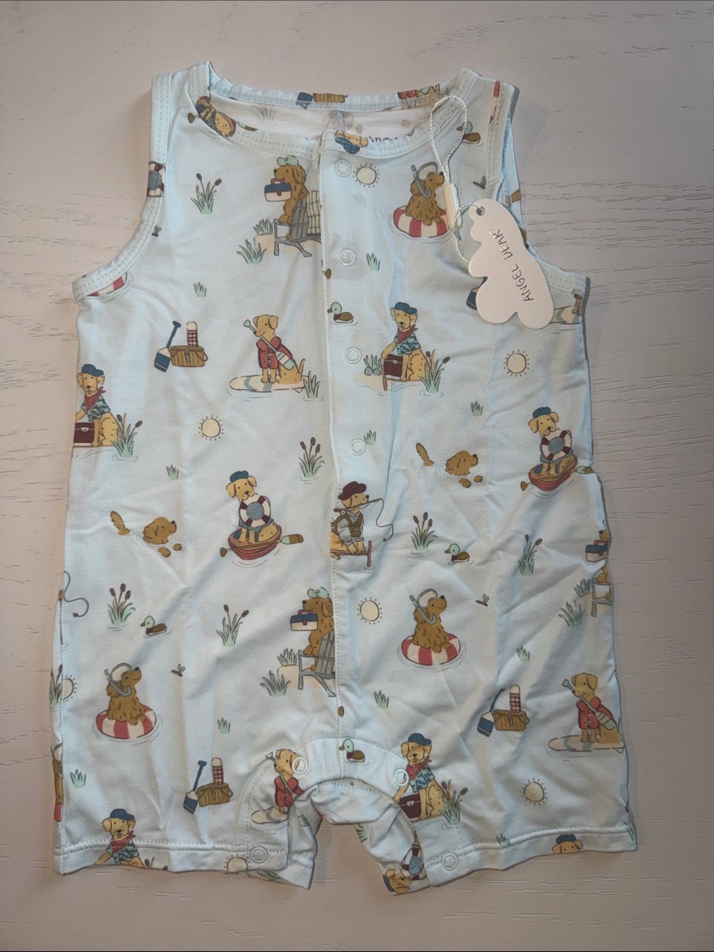 Angel Dear Lake Dogs Nautical Sleeveless Romper 3-6 12-18 18-24 months